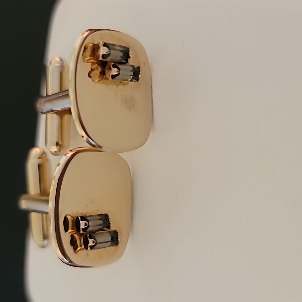 Shields goldtone & bluestone cufflinks